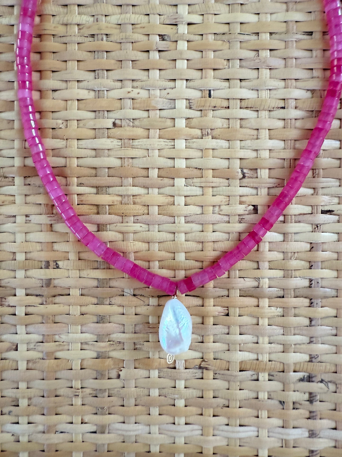 Hot Pink Pearl Necklace