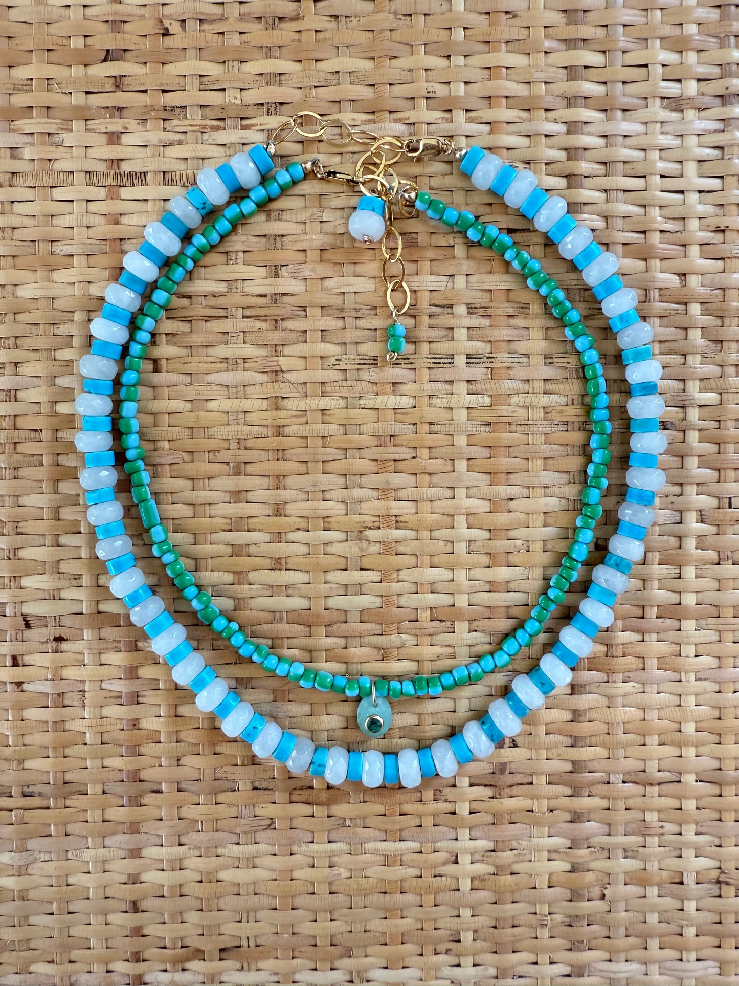 Turquoise & White Layering Necklace
