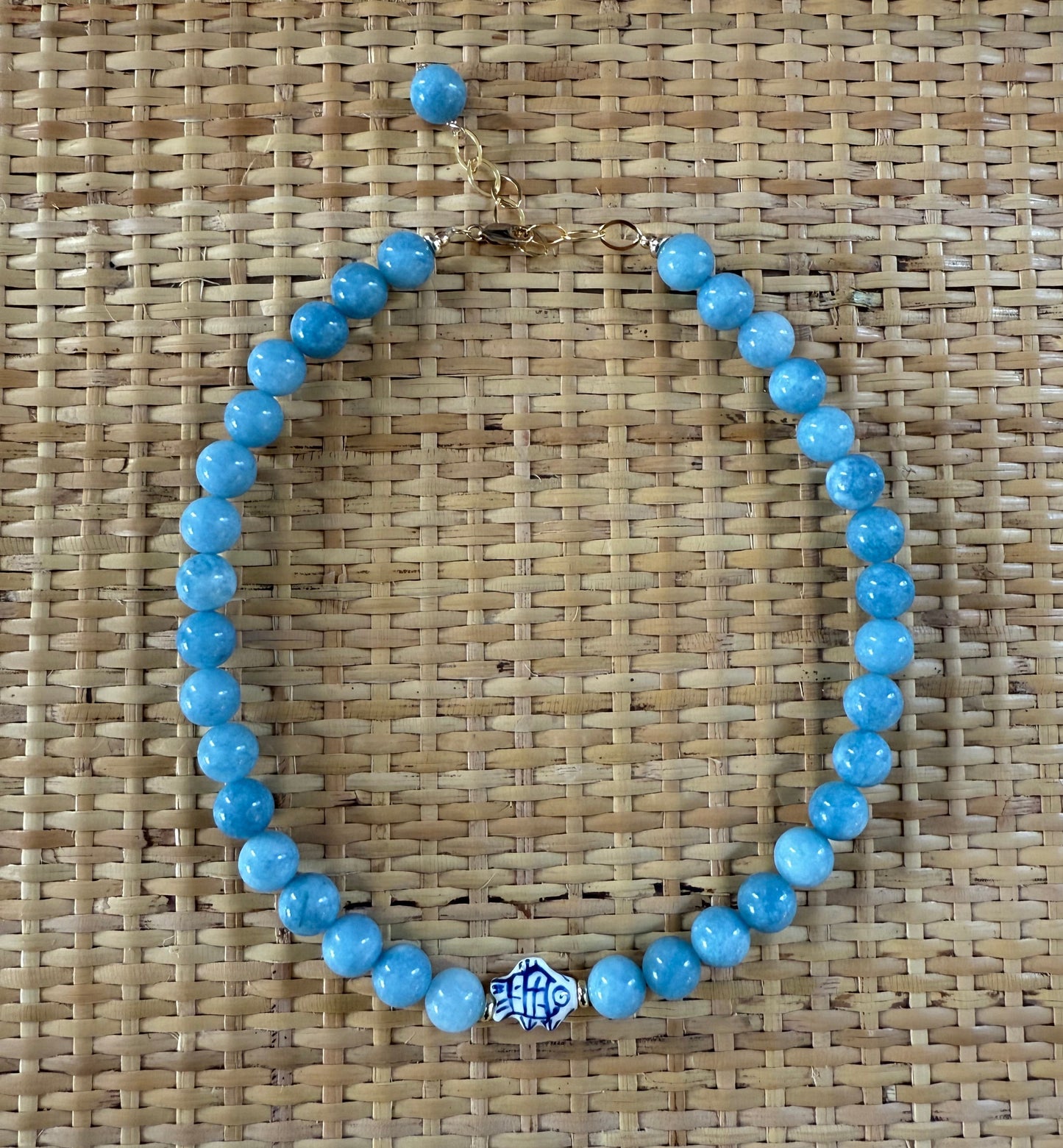 Blue and White Fish Necklace