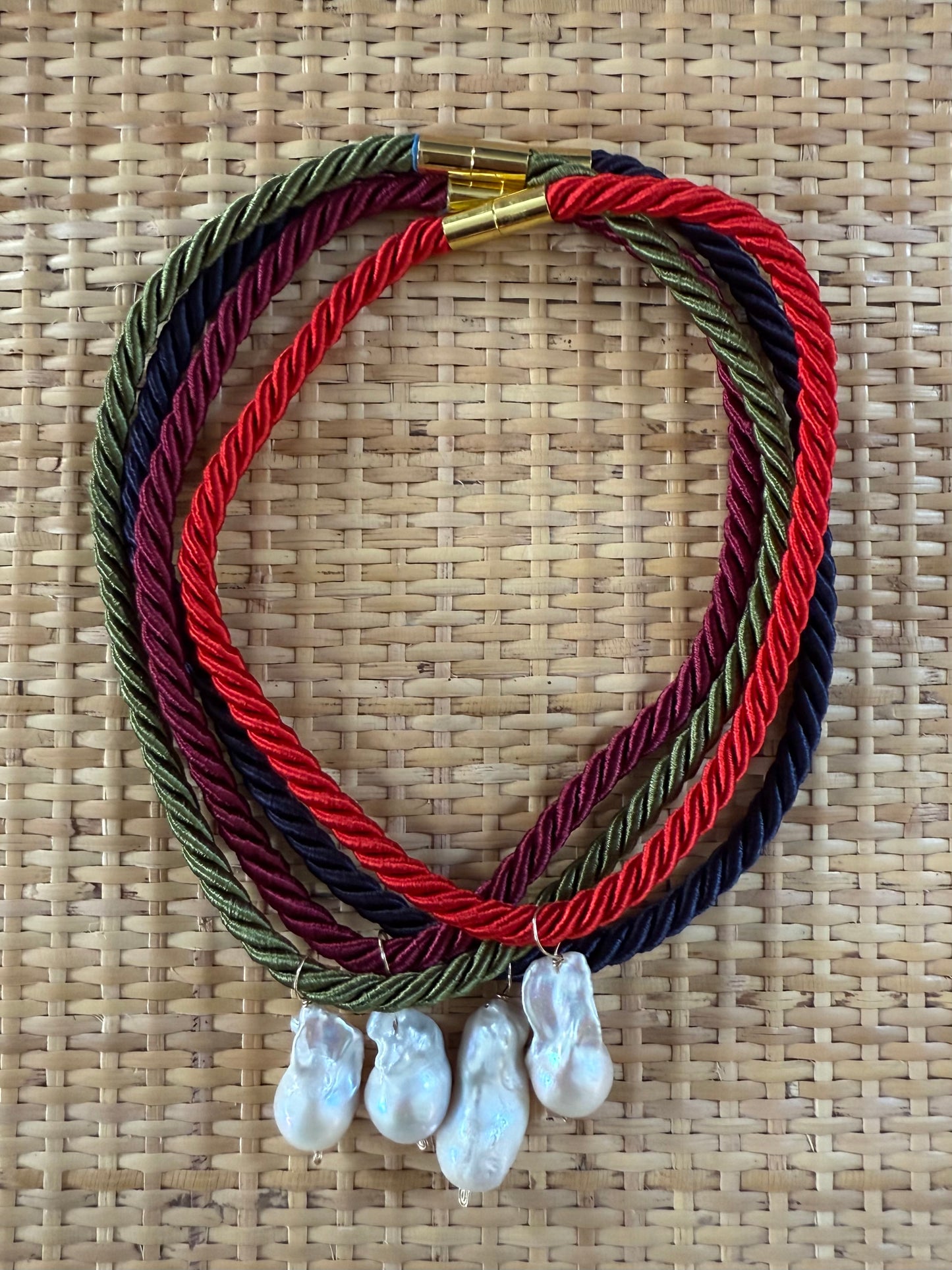 Satin Braided Pearl Necklace