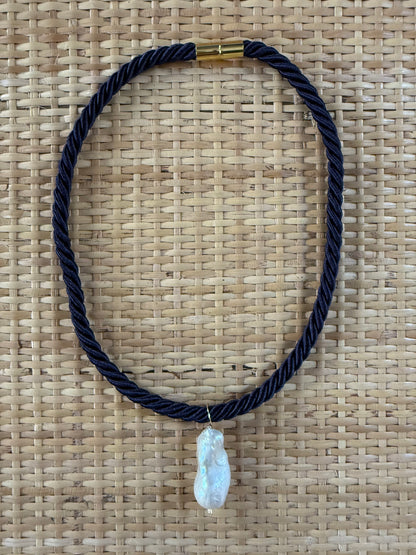 Satin Braided Pearl Necklace