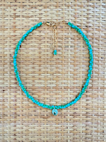 Green Stripe Beaded Necklace