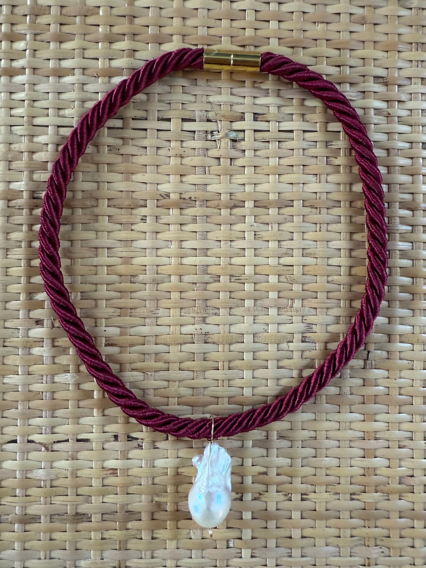 Satin Braided Pearl Necklace