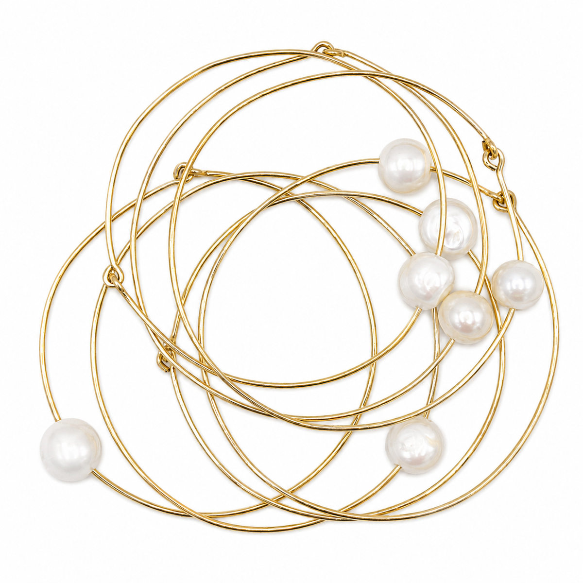 The Abi Pearl Gold Bangle