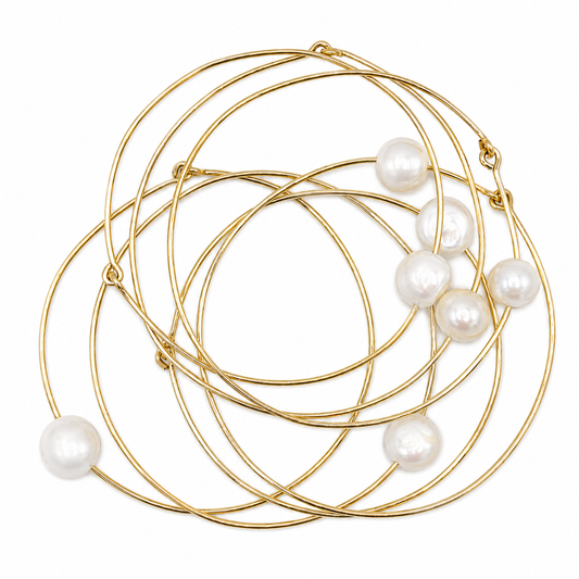 The Abi Pearl Gold Bangle