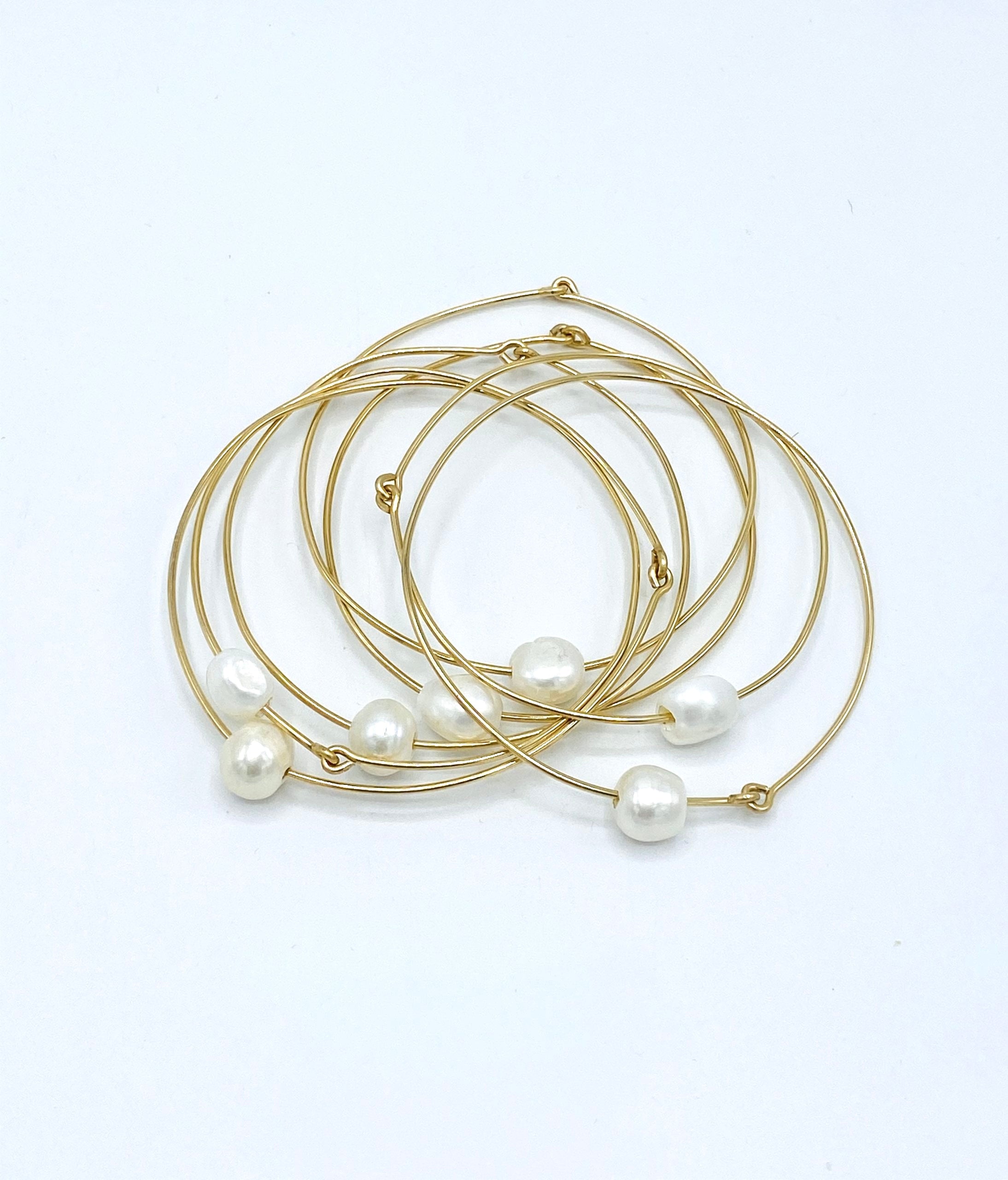 The Abi Pearl Gold Bangle