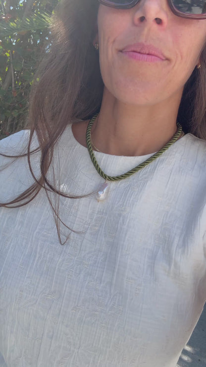 Satin Braided Pearl Necklace